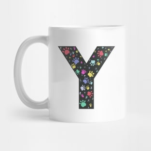 Y letter with colorful paw print Mug